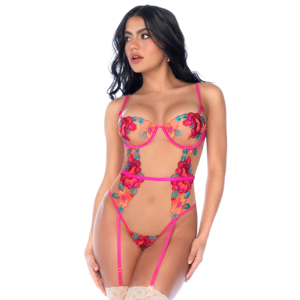 Body en Tulle Brodé Fleuri 